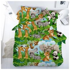 Детское постельное белье Элегия 110x147, Бязь. Комплект: Зоопарк