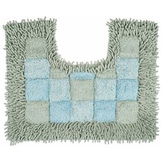 Коврик для ванной "Шахматы" с U-вырезом, голубой, 50*40 cm Fora