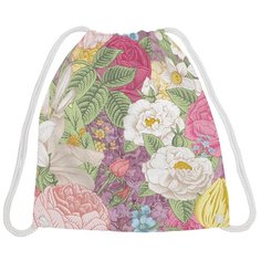 JoyArty Рюкзак-мешок Цветочная картина (bpa_2862) белый/розовый/зеленый