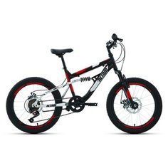 Подростковый горный (MTB) велосипед ALTAIR MTB FS 20 disc (2021) черный/красный 14" (требует финальной сборки)