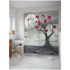 Штора для ванной JoyArty Сердца, летящие на луну 180х200 (sc-6589)