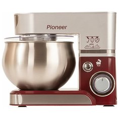Планетарный миксер Pioneer MX322 wine maroon с импульсным режимом, 3 насадки, 6 скоростей, объем чаши 5л, 1000 Вт
