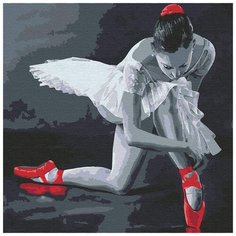 Картина по номерам "Балерина в красных пуантах", 30x30 см Котеин