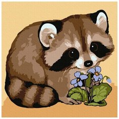 Картина по номерам "Енотик с цветком", 20x20 см Molly