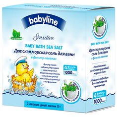 BabyLine Sensitive Морская соль для ванн с целебными травами, 1000 г, 4 шт.