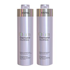 Комплект для гладкости и блеска волос ESTEL OTIUM DIAMOND (Блеск-шампунь 1000 мл + блеск-бальзам 1000 мл)