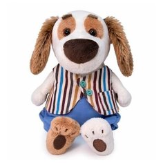 Мягкая игрушка Басик и ко, пес Бартоломей BABY в полосатом жилете, 20см Basik&Co