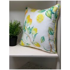 Подушка декоративная 40/40 из мако сатина, лимоны. Farfalina