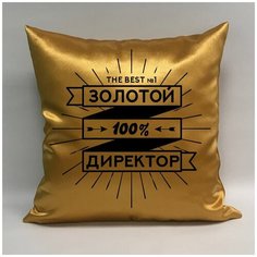 Подушка атласная "Золотой Директор школы 6", 40х40 см, "Дарите подарок", pillow_gold_director_school_6 ДАРИТЕПОДАРОК.РФ