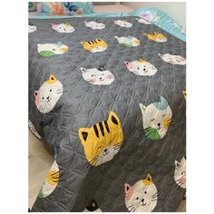 Покрывало стеганое из сатина 160/220, котики. Farfalina