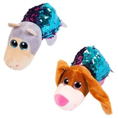 Мягкая игрушка-перевертыш ABtoys Собака-Овечка с пайетками, 16 см
