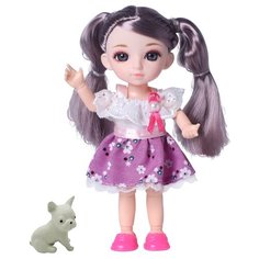 Кукла шарнирная Funky Toys Малышка Лили, шатенка, с собачкой, 16 см (FT72006)