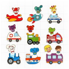 Набор стикеров-пазлов для купания Жирафики "Транспорт" (939826)