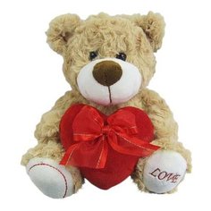 Мягкая игрушка ABtoys Медведь коричневый, с сердцем "Love", 18 см (M5067)