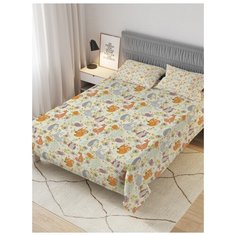 Покрывало стеганое жаккардовое с 2-мя наволочками "Лесные звери", Евро (220x235 см) Ambesonne