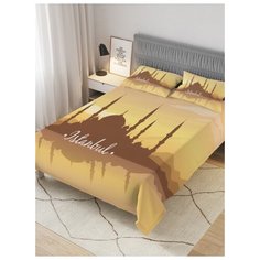 Покрывало стеганое жаккардовое с 2-мя наволочками "Закат над Голубой Мечетью в Стамбуле", Евро (220x235 см) Ambesonne