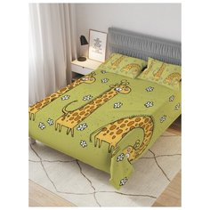 Покрывало стеганое жаккардовое с 2-мя наволочками "Три жирафа", 1,5-спальное (160x220 см) Ambesonne
