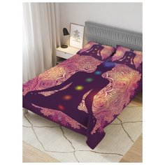 Покрывало стеганое жаккардовое с 2-мя наволочками "Медитативная асана", 1,5-спальное (160x220 см) Ambesonne