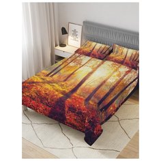 Покрывало стеганое жаккардовое с 2-мя наволочками "Лесные краски", Евро (220x235 см) Ambesonne
