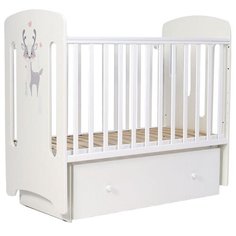Кроватка Forest kids Cute Reindeer (классическая), поперечный маятник белый