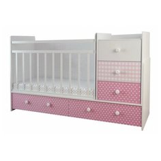 Кроватка Forest kids Little Bear / Little Princess / Little Prince (трансформер), поперечный маятник розовый/белый
