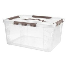 Econova Ящик универсальный с замками и ручкой Grand Box 39 х 29 х 18 см коричневый