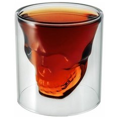 Стакан CnGlass стеклянный с двойными стенками подарок к хэллоуину в виде черепа для виски 200 мл B25-1