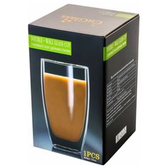 Стакан CnGlass большой высокий стеклянный с двойными стенками для кофе латте чая холодных и горячих напитков 450 мл B19-1