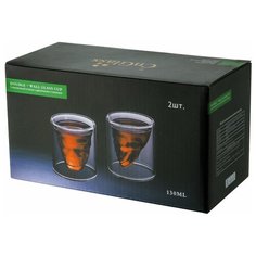 Набор стаканов CnGlass стеклянные с двойными стенками подарок к хэллоуину в виде черепа 2 шт. по 130 мл B26-2