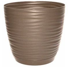 Кашпо Sahara petit с прикрепленным поддоном D15, h13,6 см, 1,65л жемчужно-коричневый FormPlastic