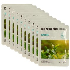 Secriss маска тканевая Secriss Pure Nature Mask Pack Tea Tree с экстрактом чайного дерева, 25 мл, 10 шт.