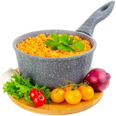 Ковш 1,2 л ГАРМОНИЯ ВКУСА "Серый мрамор" С КРЫШКОЙ ф16, н/р, 33х17х13 см Elan Gallery