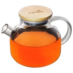 Чайник заварочный CnGlass стеклянный с бамбуковой крышкой 600 мл H17