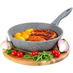 Сковорода глубокая 24 см ГАРМОНИЯ ВКУСА "Серый мрамор" без крышки, н/р, 43,5х25х11 см Elan Gallery