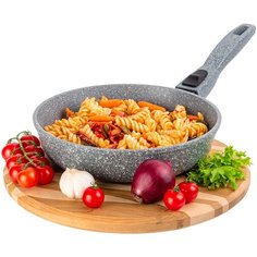 Сковорода глубокая 22 см ГАРМОНИЯ ВКУСА "Серый мрамор" без крышки, с/р, 43х23х9 см Elan Gallery