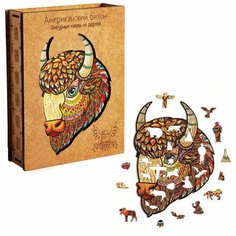 Пазл «Американский Бизон» размер S 110 деталей Puzzle Wood