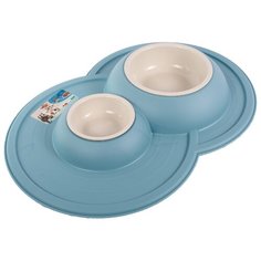 Миска двойная Lilli Pet на подставке, 0.23л+0.6л, голубой
