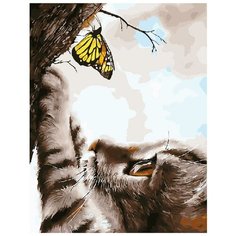 Картина по номерам Paintboy "Котенок и бабочка", 40x50 см