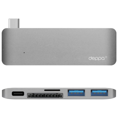 Переходник Deppa D-72217 Type-C 5в1 для MacBook Графитовый