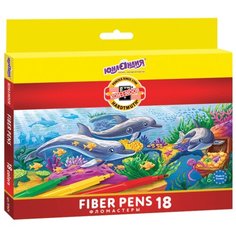 Фломастеры ЮНЛАНДИЯ "Подводный мир" (KOH-I-NOOR EXCLUSIVE), 18 цветов, трехгранные, Болгария, 151624, 771002AH24KS