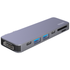 Переходник Deppa Thunderbolt C 7в1 (73121) Type-C to USB3.0x2/ HDMI/ Thunder3/ Type-C/ SD/ MicroSD для MacBook Графитовый