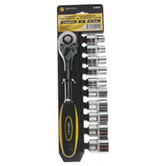 Набор торцевых головок Эврика ER-96090, 11 предм., черный