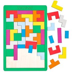 Развивающее пособие из дерева. Головоломка Тетрис цветной красный Smile Decor