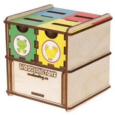 Развивающее пособие из дерева Комодик-куб Животные Woodland
