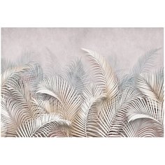 Фотообои флизелиновые Топ Фотообои Дизайнерские с листьями в светлых тонах 400х270 (ШхВ) розовато-серый/розово-коричневый/светло-коричневый/светло-бежевый/темно-бежевый