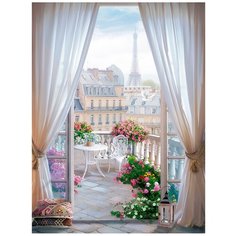 Фотообои флизелиновые Топ Фотообои Вид из окна на Париж 200х270 (ШхВ) темно-бежевый/зеленый/серо-голубой/ярко-розовый/белый