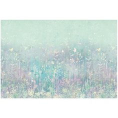 Фотообои флизелиновые Топ Фотообои Полевые цветы в нежно-зеленых тонах 400х270 (ШхВ) серо-зеленый/светло-бежевый/светло-зеленый/сиреневый/серо-голубой светлый