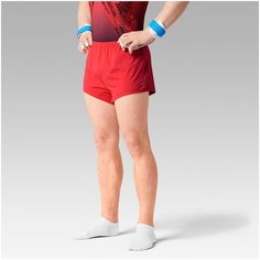 Шорты мужские для спортивной гимнастики, размер: 12 лет (143-150 см), цвет: Красный Флуорисцентный DOMYOS Х Декатлон Decathlon