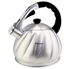 Mercury Чайник со свистком MC-6590/MC-6591 3.5 л, серебристый/черный