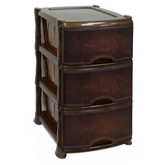 Комод Violet Комод с декором Кожа 3 секции , размер: 39х47 см , цвет: коричневый